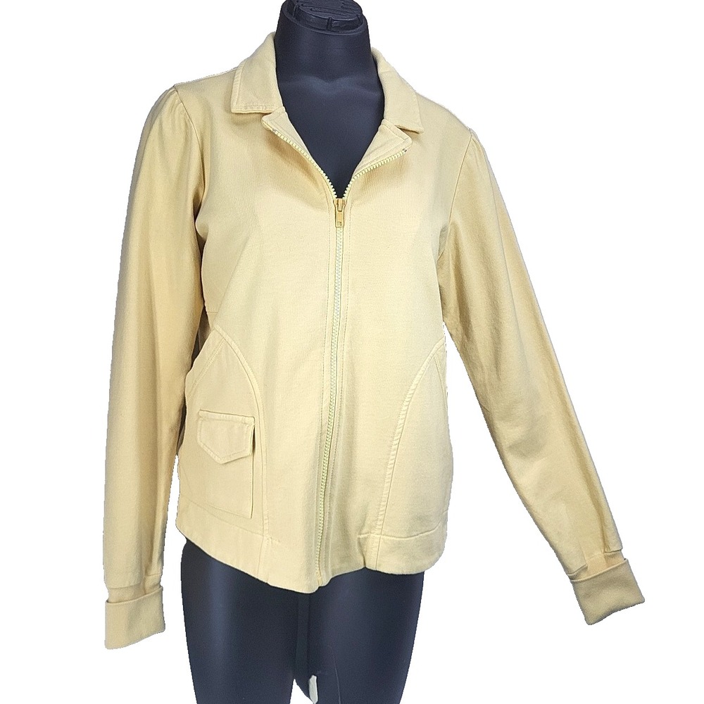 Butter Yellow Pastel Color Me Cotton Sweater Womens Size Small CMC Full Zip Prep